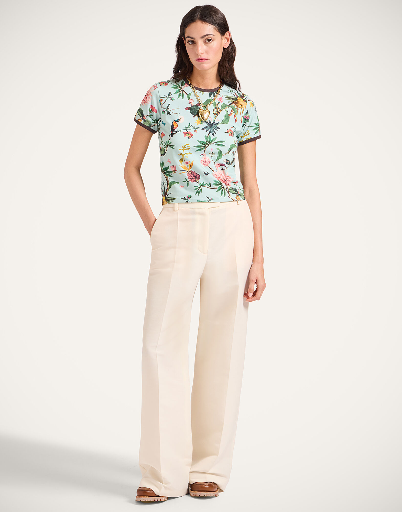 The Cu-Tee Crop La DoubleJ: Zooflora Light Blue The Cu-Tee Crop La DoubleJ: Zooflora Light Blue TSH0068JER076