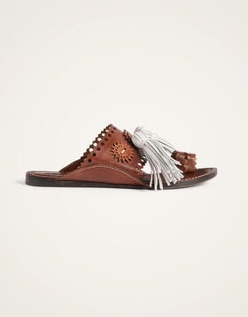 Sandy Slides La DoubleJ: Solid Brown SHO0114LEA014