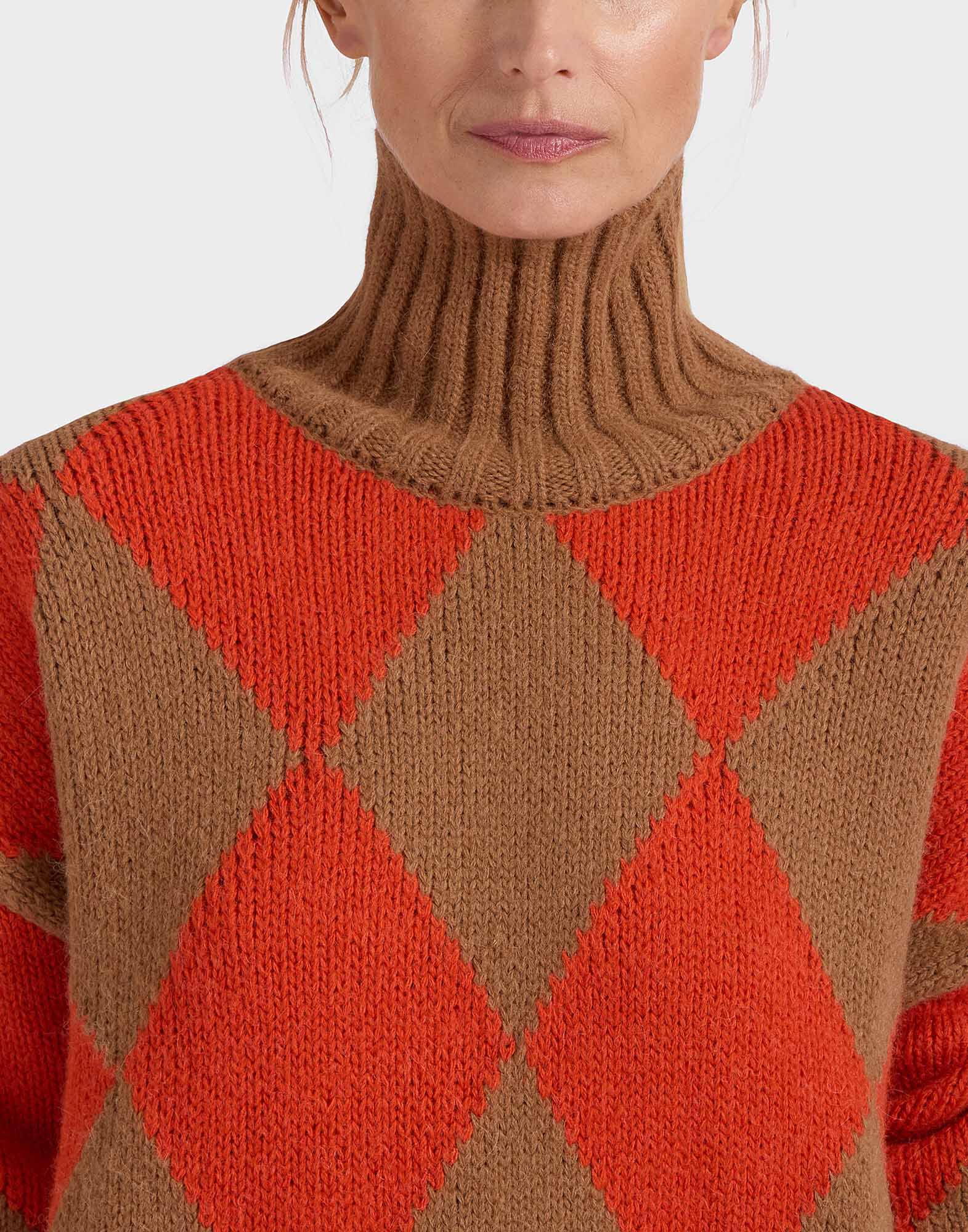 Argyle Sweater La DoubleJ: Camel/Orange Argyle Sweater La DoubleJ: Camel/Orange PUL0091KNI064