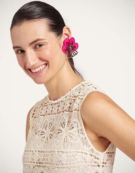Petal Earrings La DoubleJ: Burgundy EAR0089EMB222