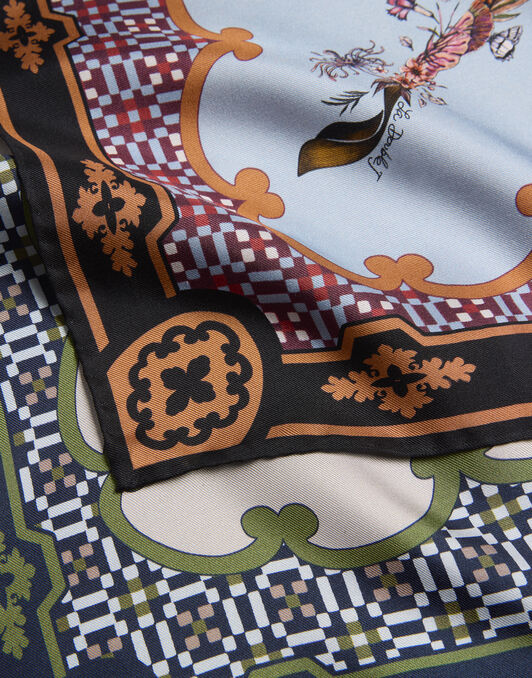 Foulard 45 La DoubleJ: Mariposa Placée Celeste SCA0065SIL006