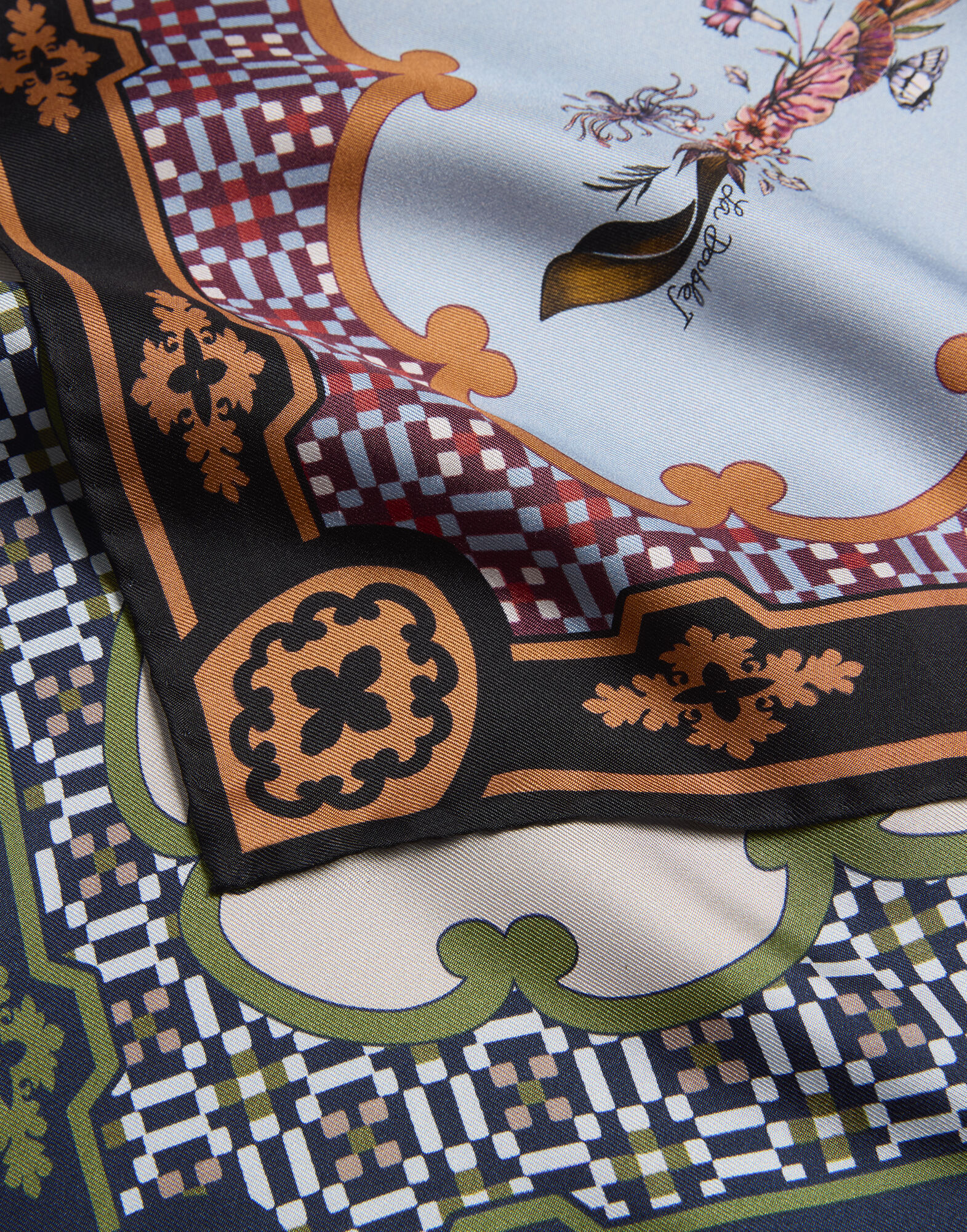 Foulard 45 La DoubleJ: Mariposa Placée Celeste SCA0065SIL006