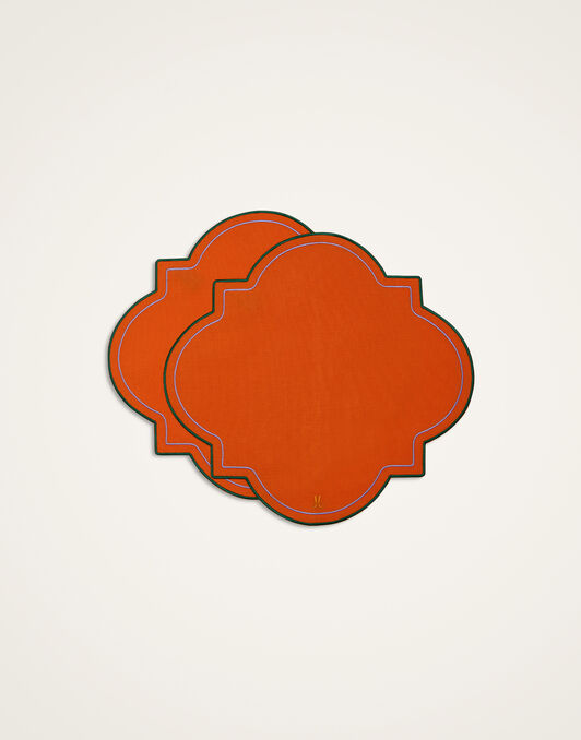 Medallion Placemats Set Of 2 La DoubleJ: Solid Orange Medallion Placemats Set Of 2 La DoubleJ: Solid Orange PMT0028ACR003