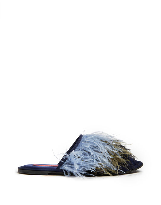 Feather Slippers La DoubleJ: Solid Acquamarine SHO0007RAS007