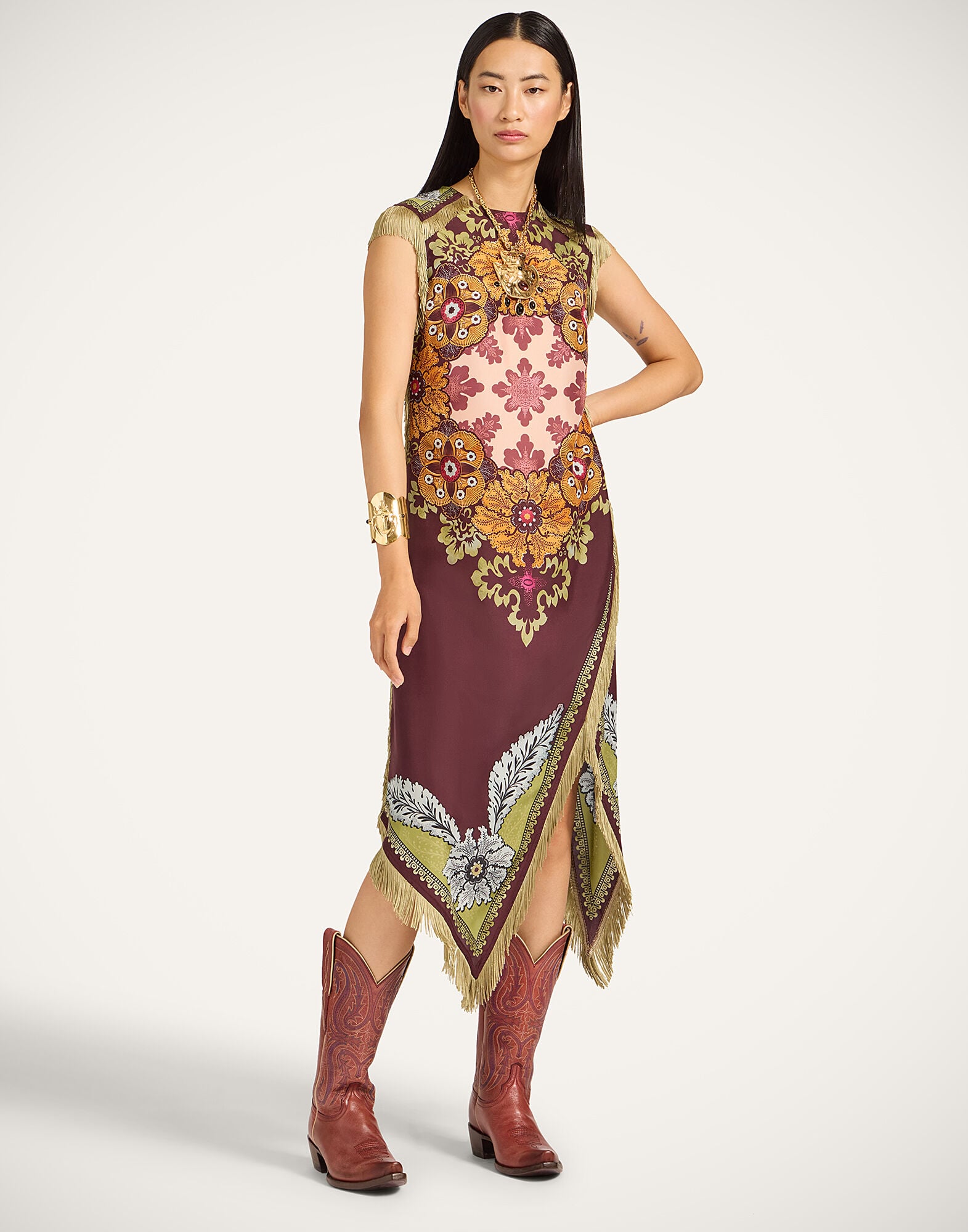 Scarf Dress La DoubleJ: Bounty Placée Burgundy Scarf Dress La DoubleJ: Bounty Placée Burgundy DRE0964SIL009