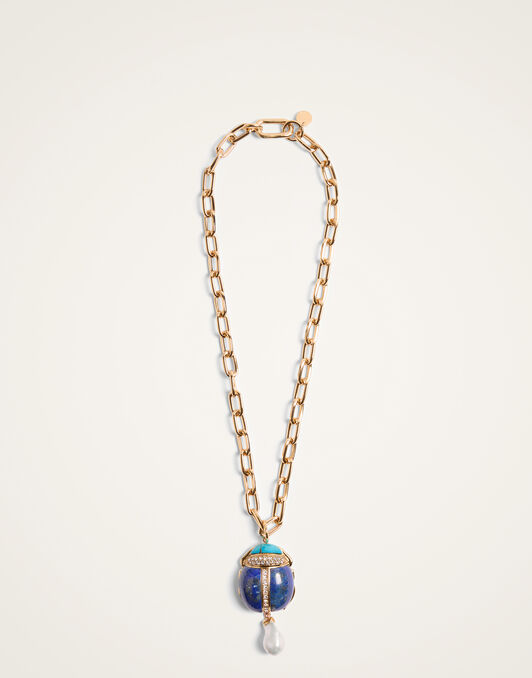 Talismania Necklace La DoubleJ: 24K Gold Plate & Lapis lazuli Talismania Necklace La DoubleJ: 24K Gold Plate & Lapis lazuli NEC0054BRA003