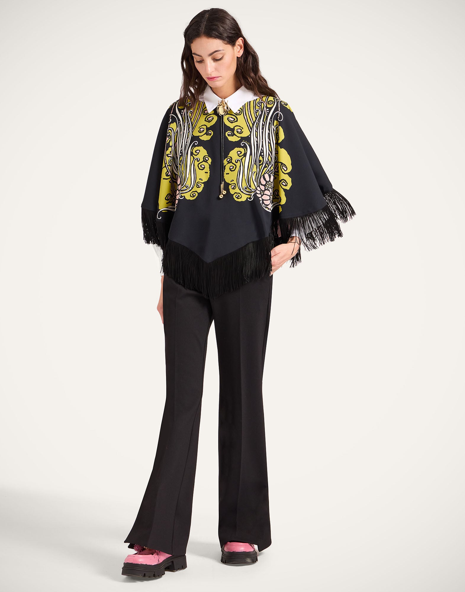 Reversible Mini Poncho Top La DoubleJ: Lemuria Placée Black Reversible Mini Poncho Top La DoubleJ: Lemuria Placée Black SCA0077VIS011