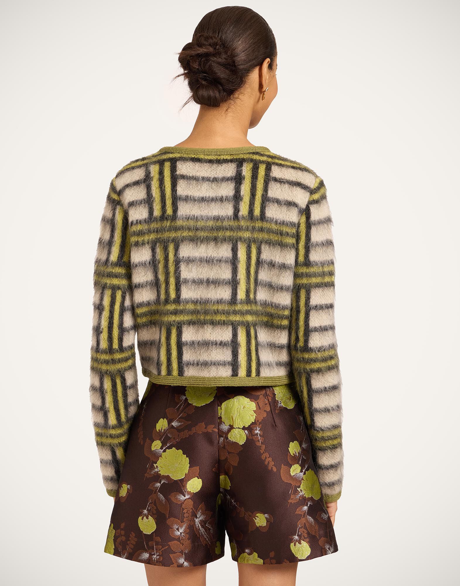 Check Cardigan La DoubleJ: Kells Check Ecru, Light Green, and Black Check Cardigan La DoubleJ: Kells Check Ecru, Light Green, and Black PUL0410KNI220