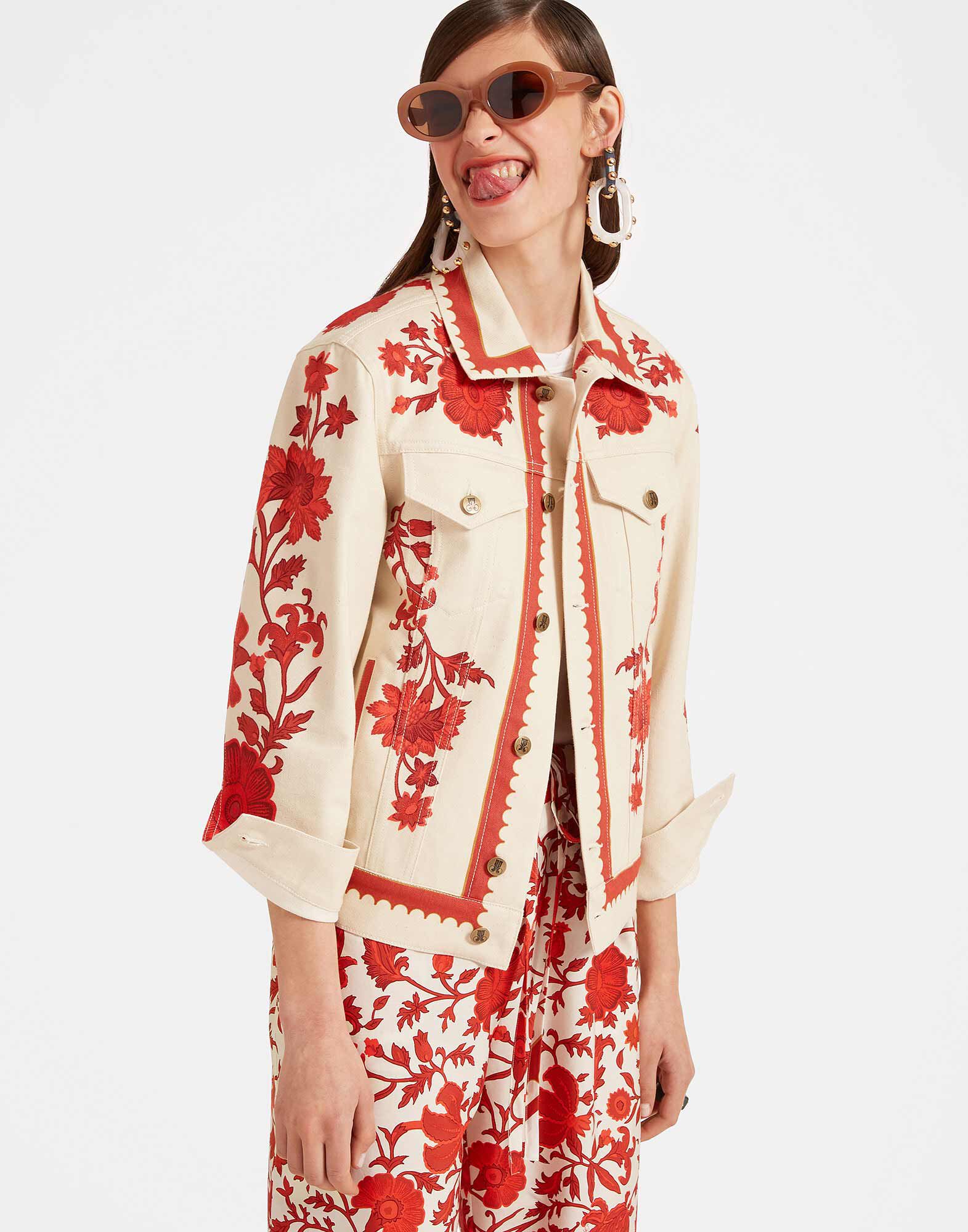 JJ Jean Jacket La DoubleJ: Dragonflower Placée Red JAC0070DEN001