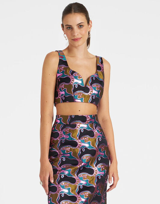 Baia Crop Top La DoubleJ: Spritz Blue Petrol Baia Crop Top La DoubleJ: Spritz Blue Petrol TOP0113JCQ062