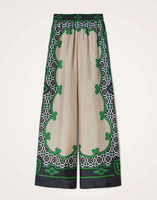 Palazzo Pants La DoubleJ: Mariposa Placée Green TRO0026SIL006