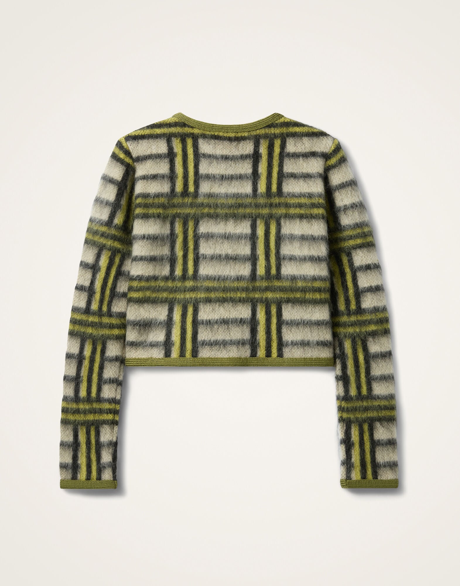 Check Cardigan La DoubleJ: Kells Check Ecru, Light Green, and Black Check Cardigan La DoubleJ: Kells Check Ecru, Light Green, and Black PUL0410KNI220