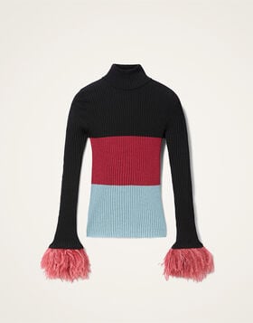 High Kick Top La DoubleJ: Color Block Black & Burgundy PUL0167KNI091