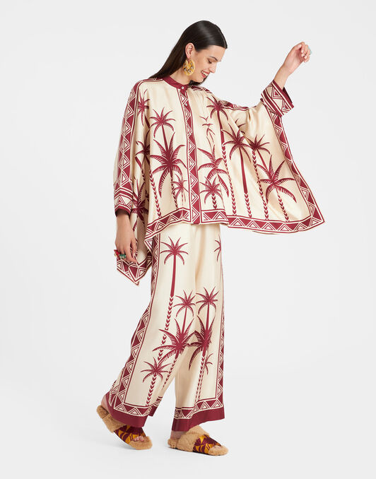 Palazzo Pants La DoubleJ: Date Palms Placée Ivory TRO0026SIL006