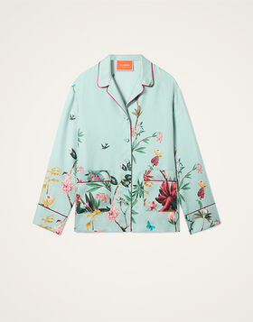 Pajama Shirt La DoubleJ: Zooflora Placée Light Blue SHI0077SIL001