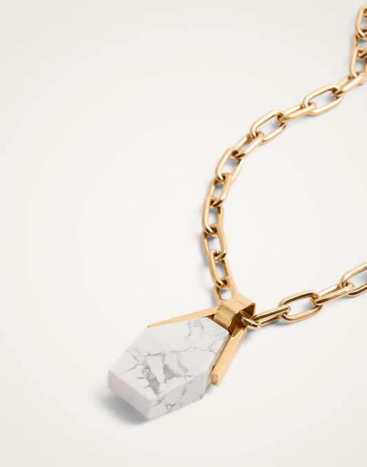 Portal Necklace La DoubleJ: 24K Gold Plate & Howlite Portal Necklace La DoubleJ: 24K Gold Plate & Howlite NEC0021BRA003