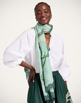 Scarf (70X180) La DoubleJ: Blooming Tulip Placée Mint SCA0097MOS001