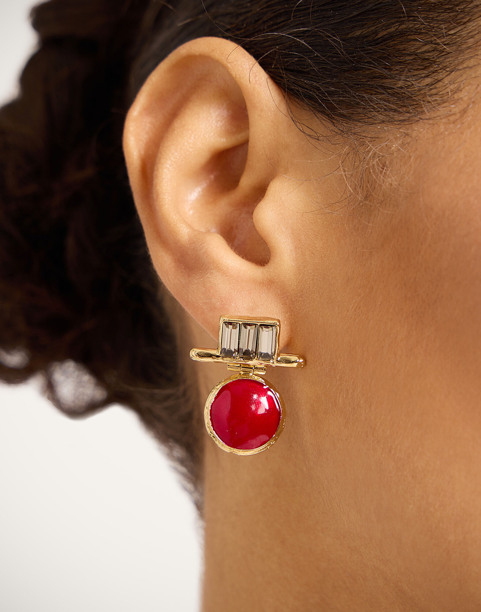 Shen Loop Earrings La DoubleJ: 24K Gold Plate And Enamel Shen Loop Earrings La DoubleJ: 24K Gold Plate And Enamel EAR0082BRA003