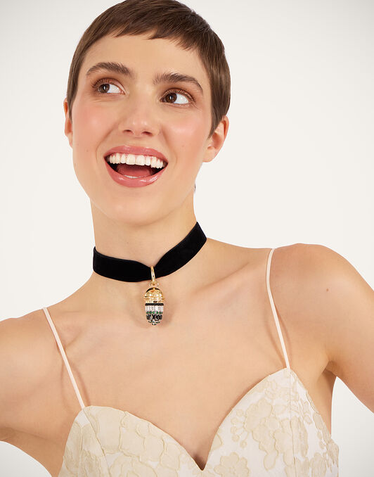 Lantern Necklace La DoubleJ: 24K Gold Plate & Crystal Embroidery Lantern Necklace La DoubleJ: 24K Gold Plate & Crystal Embroidery NEC0048BRA004