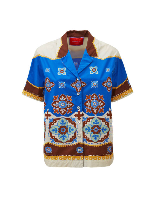 Cortile Shirt La DoubleJ: Tiles Degrade Placée Blue SHI0074COT015