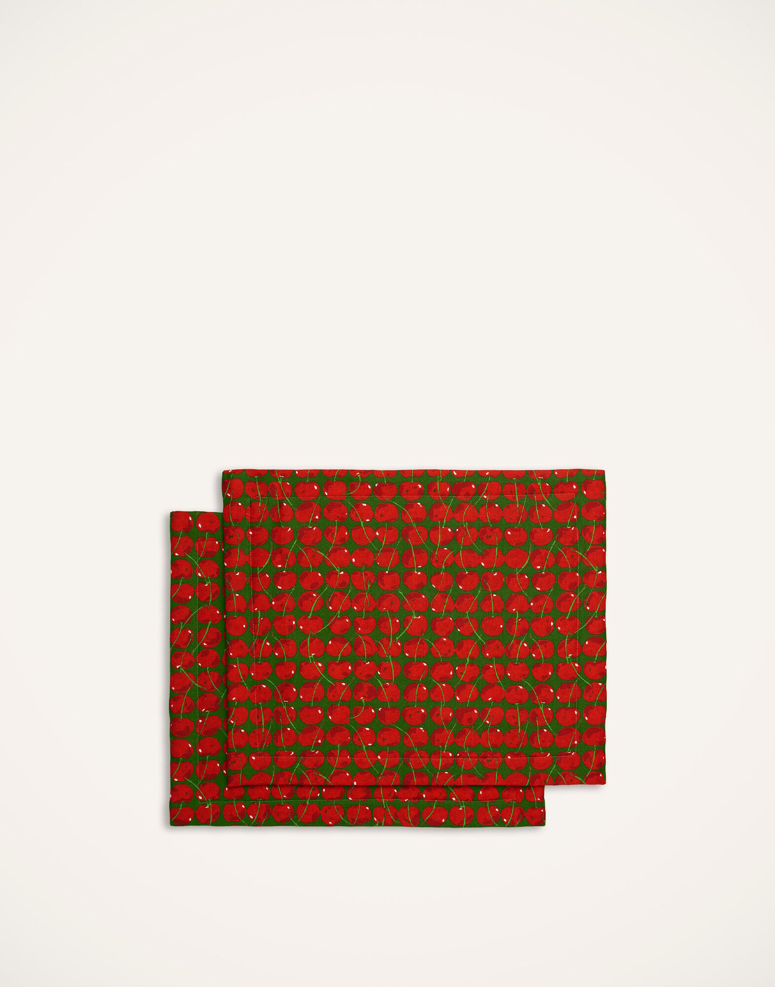 Placemat Set Of 2 La DoubleJ: Cherries Verde Placemat Set Of 2 La DoubleJ: Cherries Verde TBM0001LIN005
