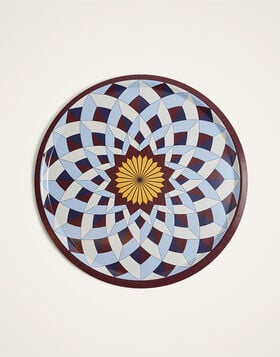Large Round Printed Tray La DoubleJ: Lotus Of Life Blue TRA0006WOD001