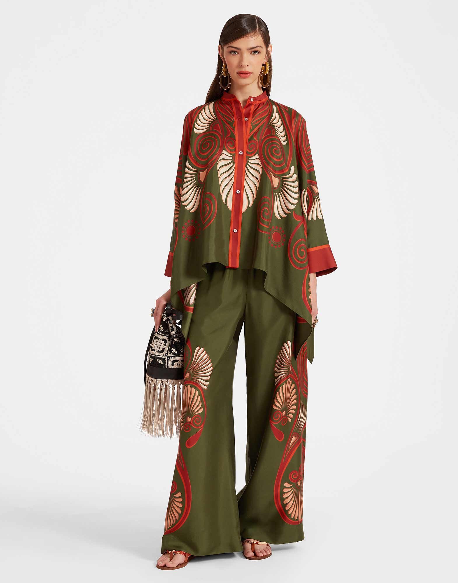 Foulard Shirt La DoubleJ: Kerylos Placée Dark Green SHI0167LAC008