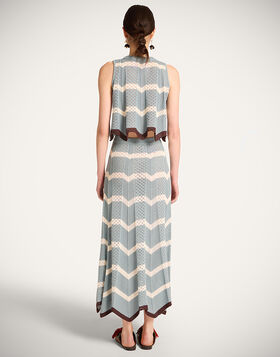 Chevron Skirt La DoubleJ: Color Block Blue & Ivory SKI0155KNI084