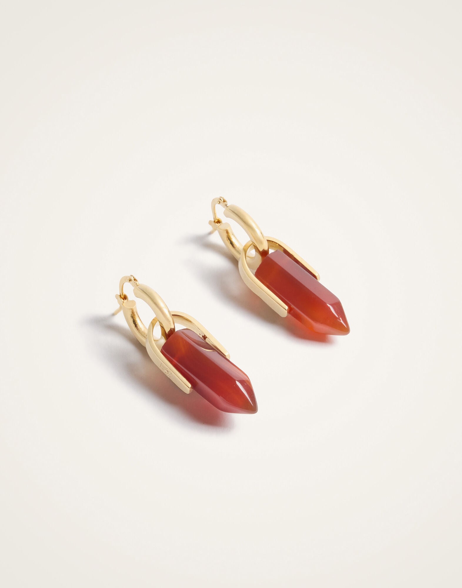 Pillar Earrings La DoubleJ: 24K Gold Plate & Red Agate Pillar Earrings La DoubleJ: 24K Gold Plate & Red Agate EAR0059BRA003