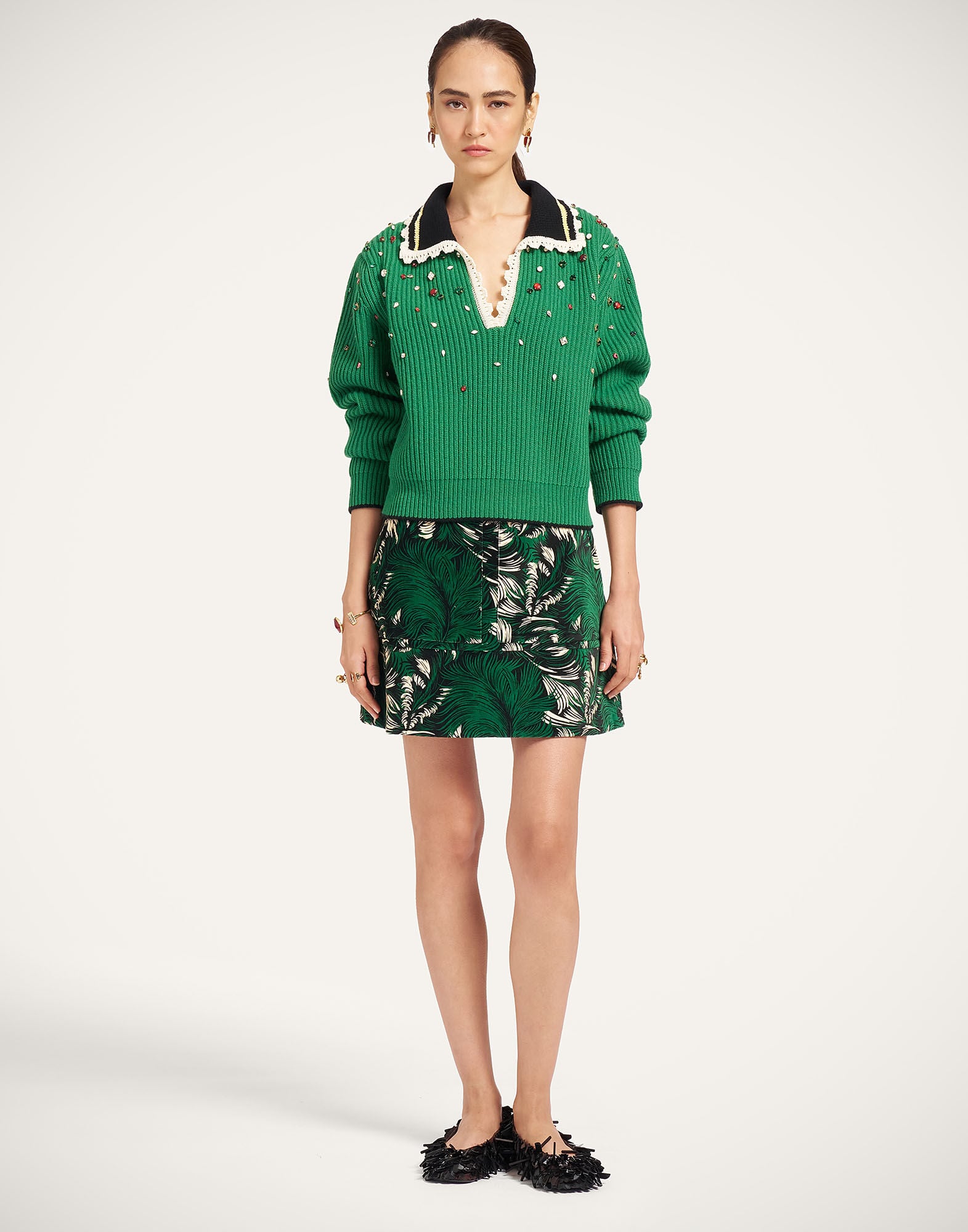 Short Skirt La DoubleJ: Quill Green Short Skirt La DoubleJ: Quill Green SKI0027VEL001