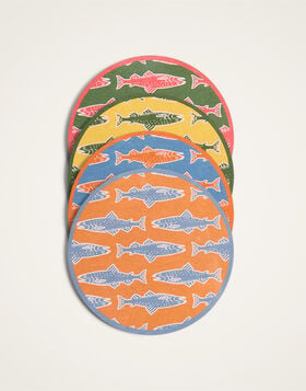 Disk Coasters Set Of 4 La DoubleJ: Como Fish Multicolor CST0009CRK001