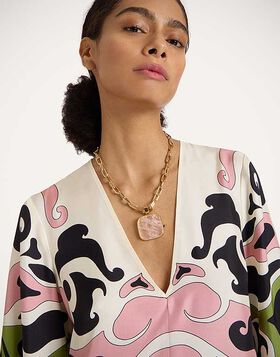 Soul Pendant Necklace La DoubleJ: 24k Gold Plate & Pink Quartz NEC0017BRA003