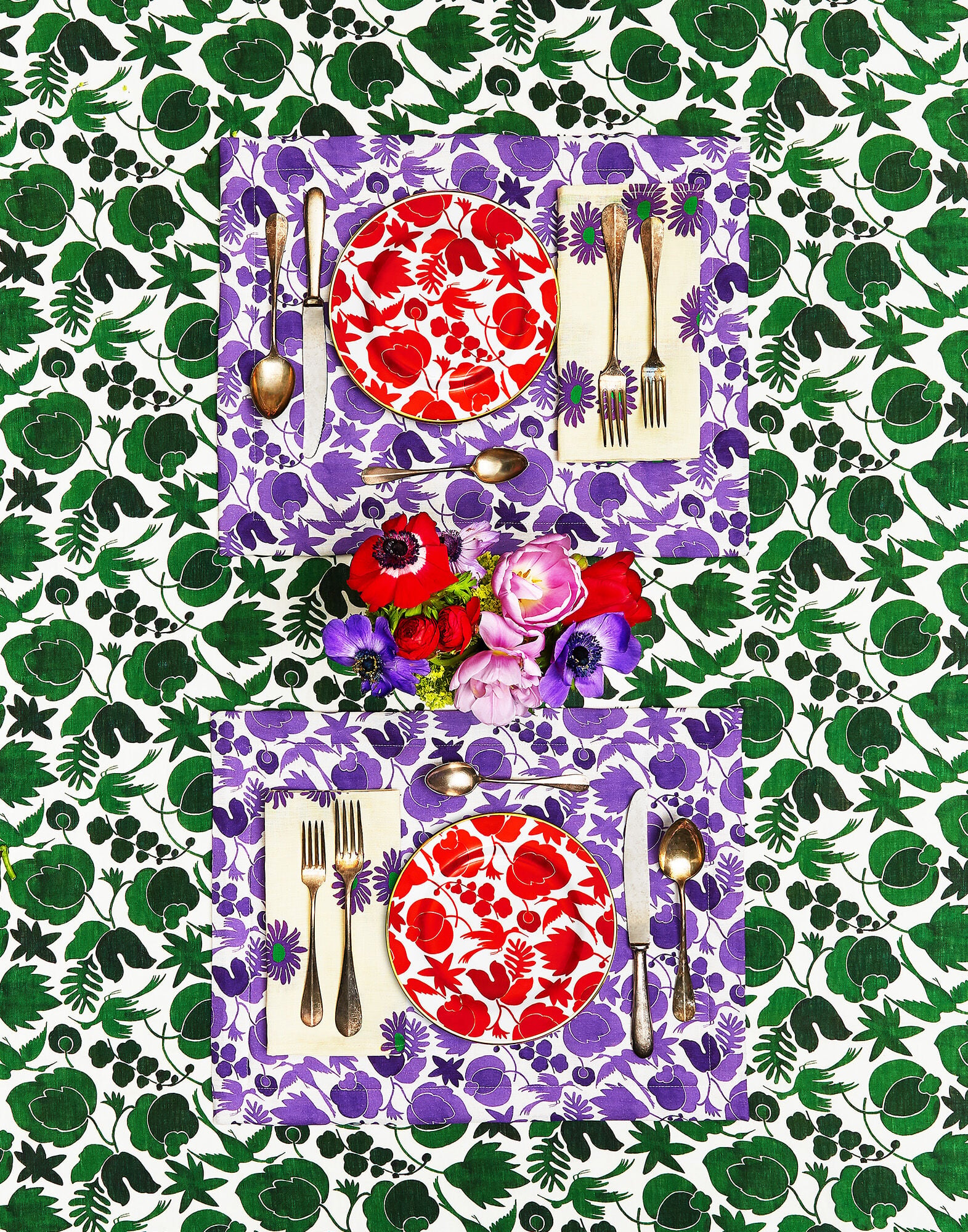 Placemat Set Of 2 La DoubleJ: Wildbird Viola Small Placemat Set Of 2 La DoubleJ: Wildbird Viola Small TBM0001LIN005