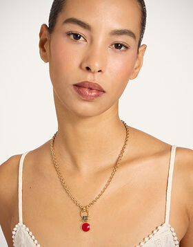Mini Shen Loop Necklace La DoubleJ: 24K Gold Plate And Enamel NEC0066BRA003