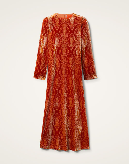 Long Sleeve Swing Dress La DoubleJ: Banquet Orange DRE0184DEV003