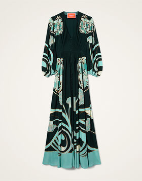 Long Camerino Dress La DoubleJ: Blooming Tulip Placée Dark Green DRE0720CRE002