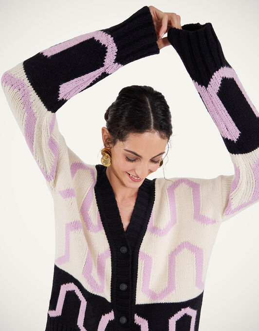 Comber Cardigan La DoubleJ: Multicolor Ivory & Black Comber Cardigan La DoubleJ: Multicolor Ivory & Black PUL0344KNI134