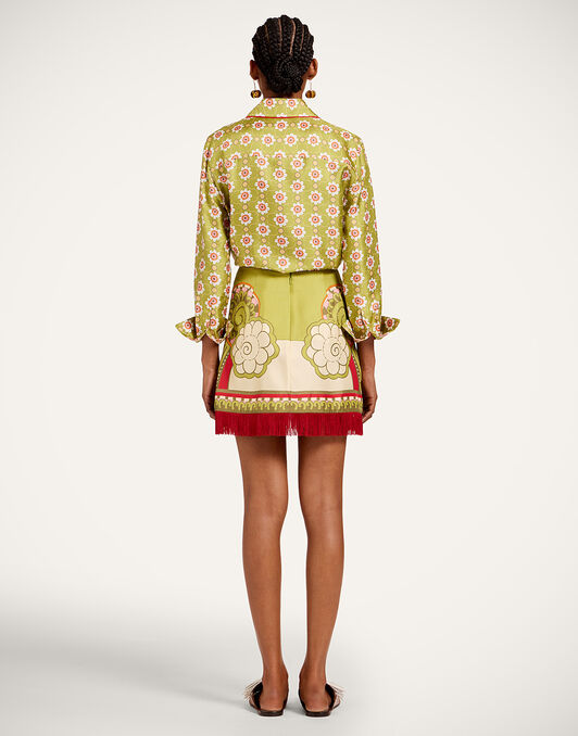Mini Foulard Skirt La DoubleJ: Ambrosia Placée Green Mini Foulard Skirt La DoubleJ: Ambrosia Placée Green SKI0185SAB001