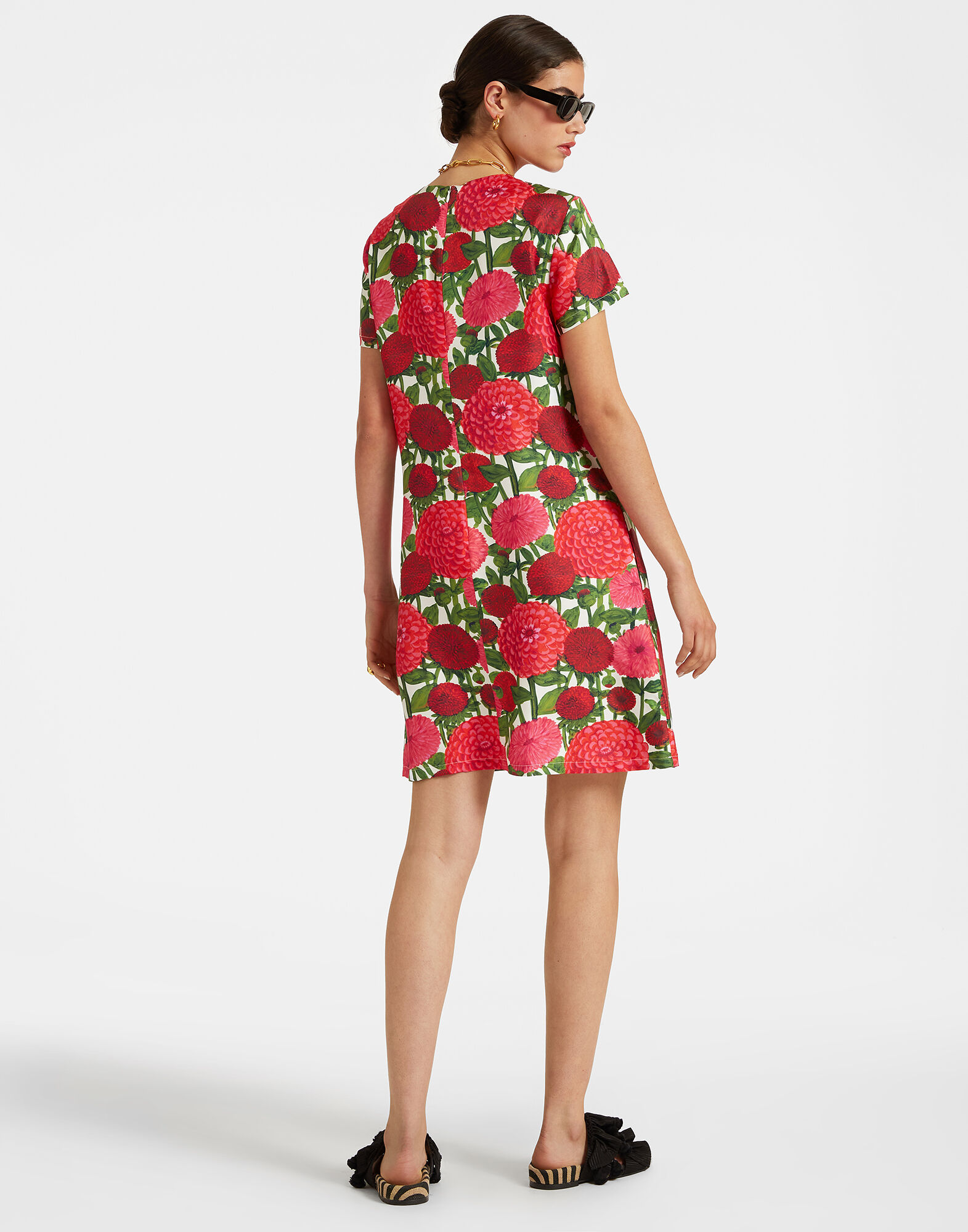 Mini Swing Dress La DoubleJ: Pink Dahlias Mini Swing Dress La DoubleJ: Pink Dahlias DRE0963SIL006