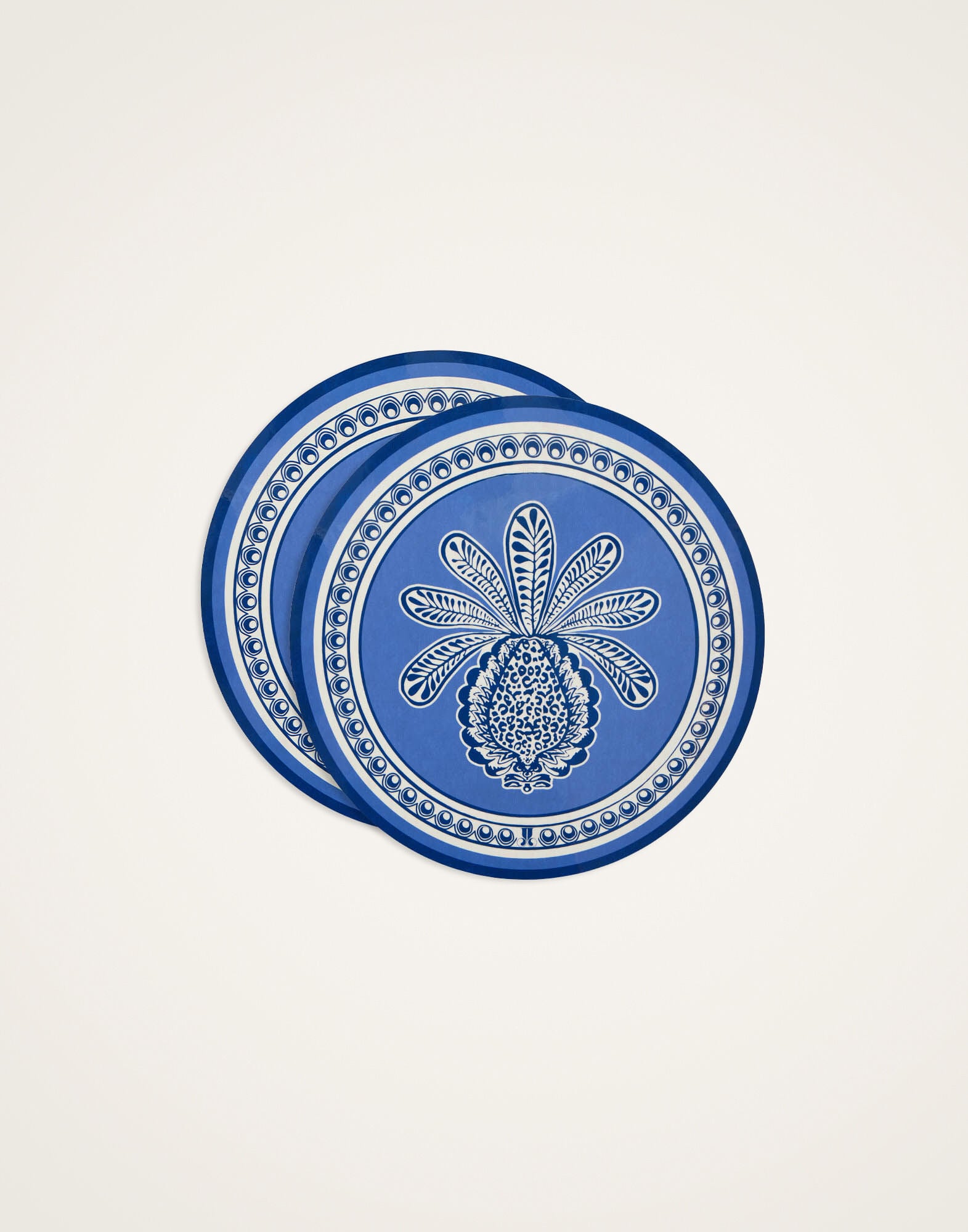 Disk Placemats Set Of 2 La DoubleJ: Big Pineapple Blue Disk Placemats Set Of 2 La DoubleJ: Big Pineapple Blue PMT0032CRK001