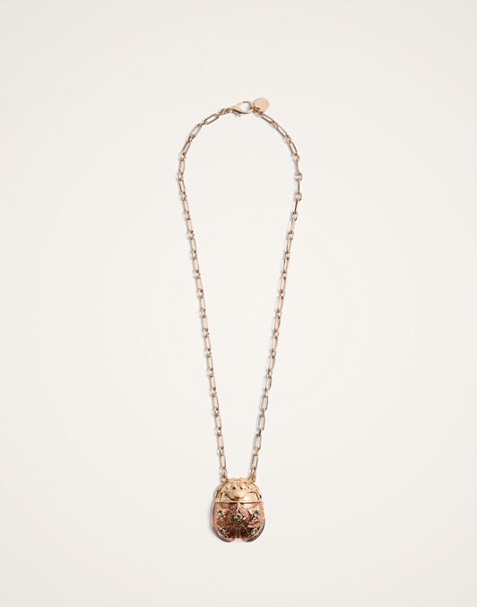 Lady Scarab Necklace La DoubleJ: 24K Gold Plate & Rhinestone Lady Scarab Necklace La DoubleJ: 24K Gold Plate & Rhinestone NEC0053MET002