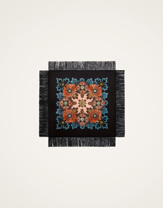 Reversible Fringe Foulard 90 La DoubleJ: Bounty Placée Orange Reversible Fringe Foulard 90 La DoubleJ: Bounty Placée Orange SCA0073SIL006