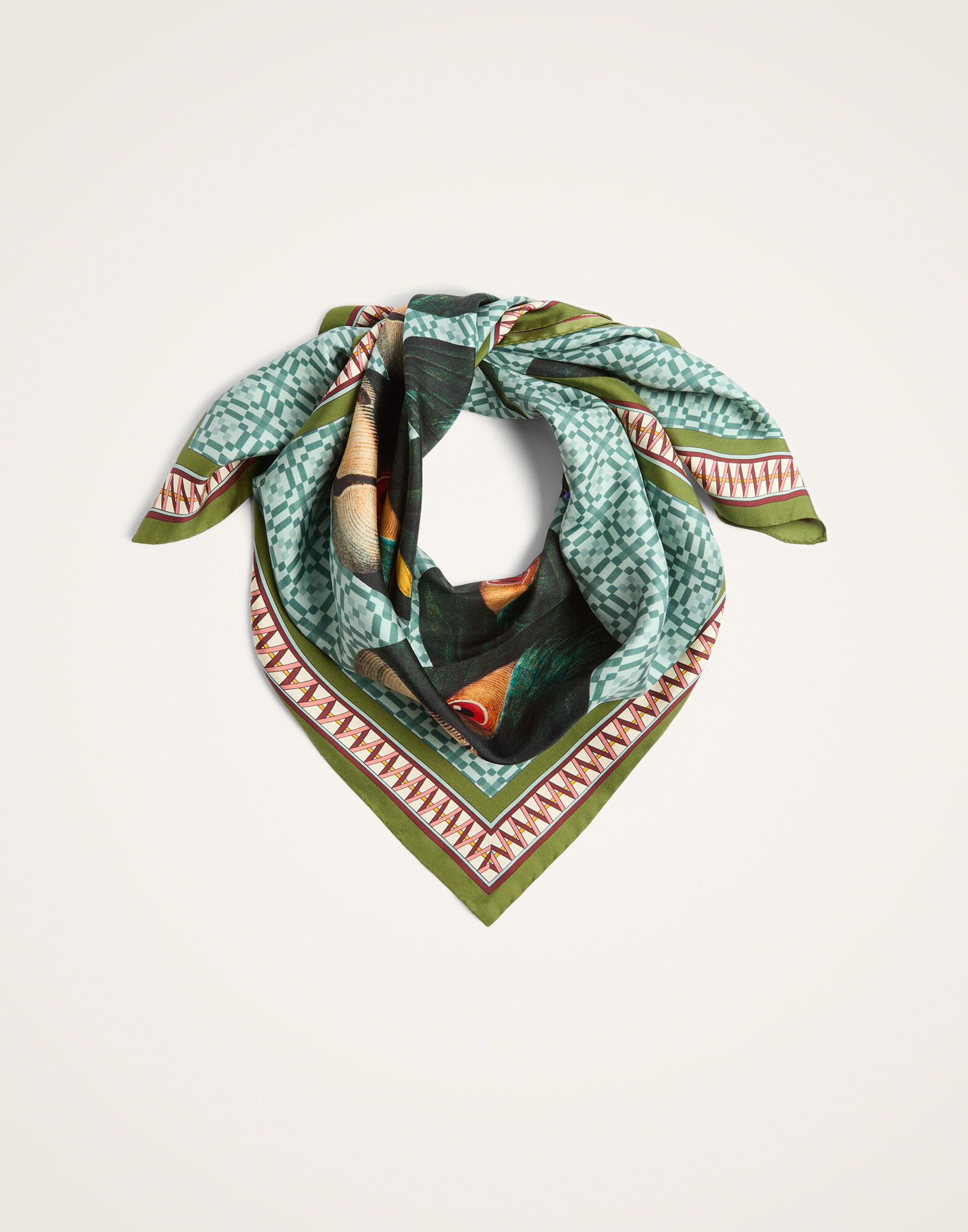 Foulard 90 La DoubleJ: Zooflora Parrotstem Placée Light Blue Foulard 90 La DoubleJ: Zooflora Parrotstem Placée Light Blue SCA0067SIL006