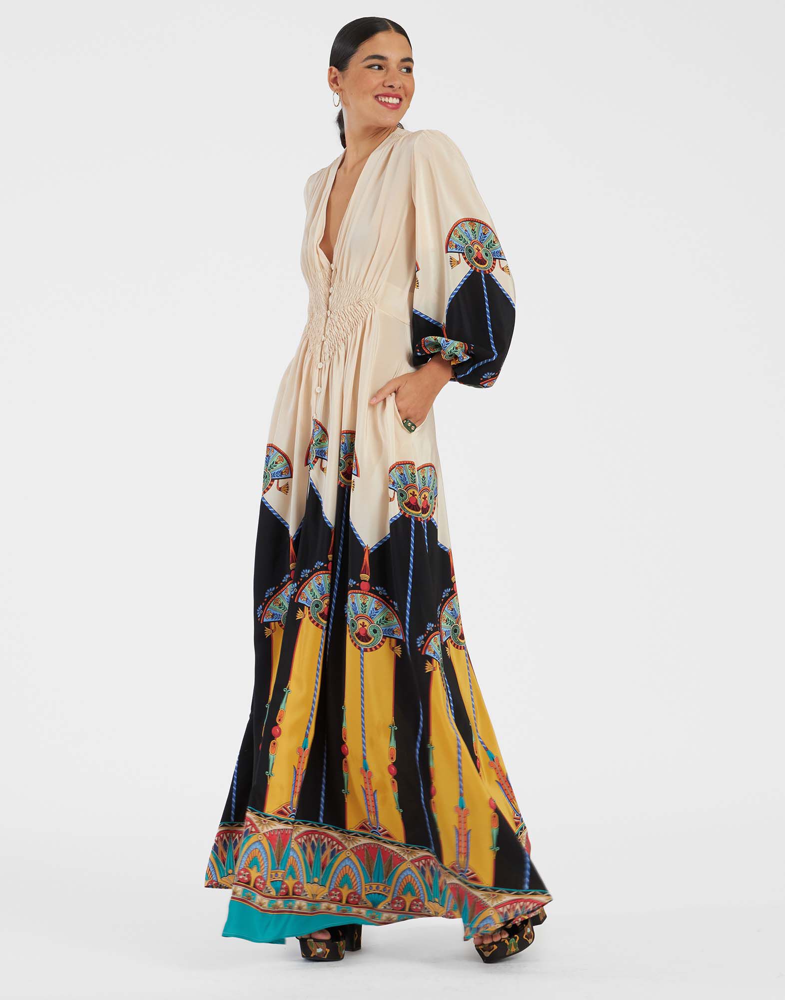 Long Camerino Dress La DoubleJ: Aswan Placée Ivory Long Camerino Dress La DoubleJ: Aswan Placée Ivory DRE0720CRE002