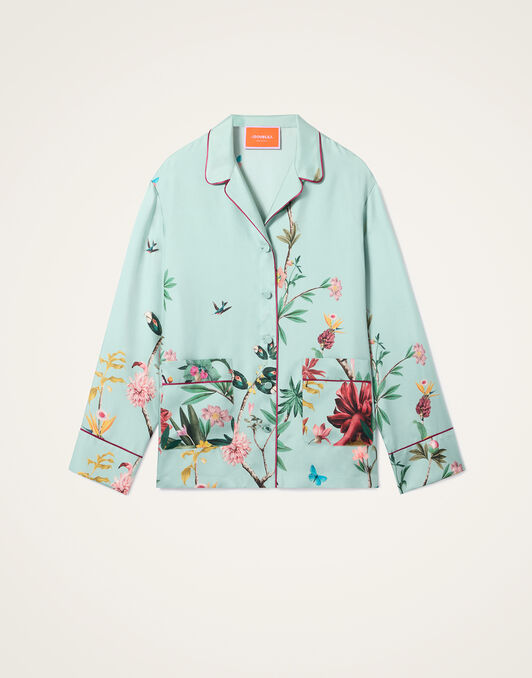 Pajama Shirt La DoubleJ: Zooflora Placée Light Blue SHI0077SIL001