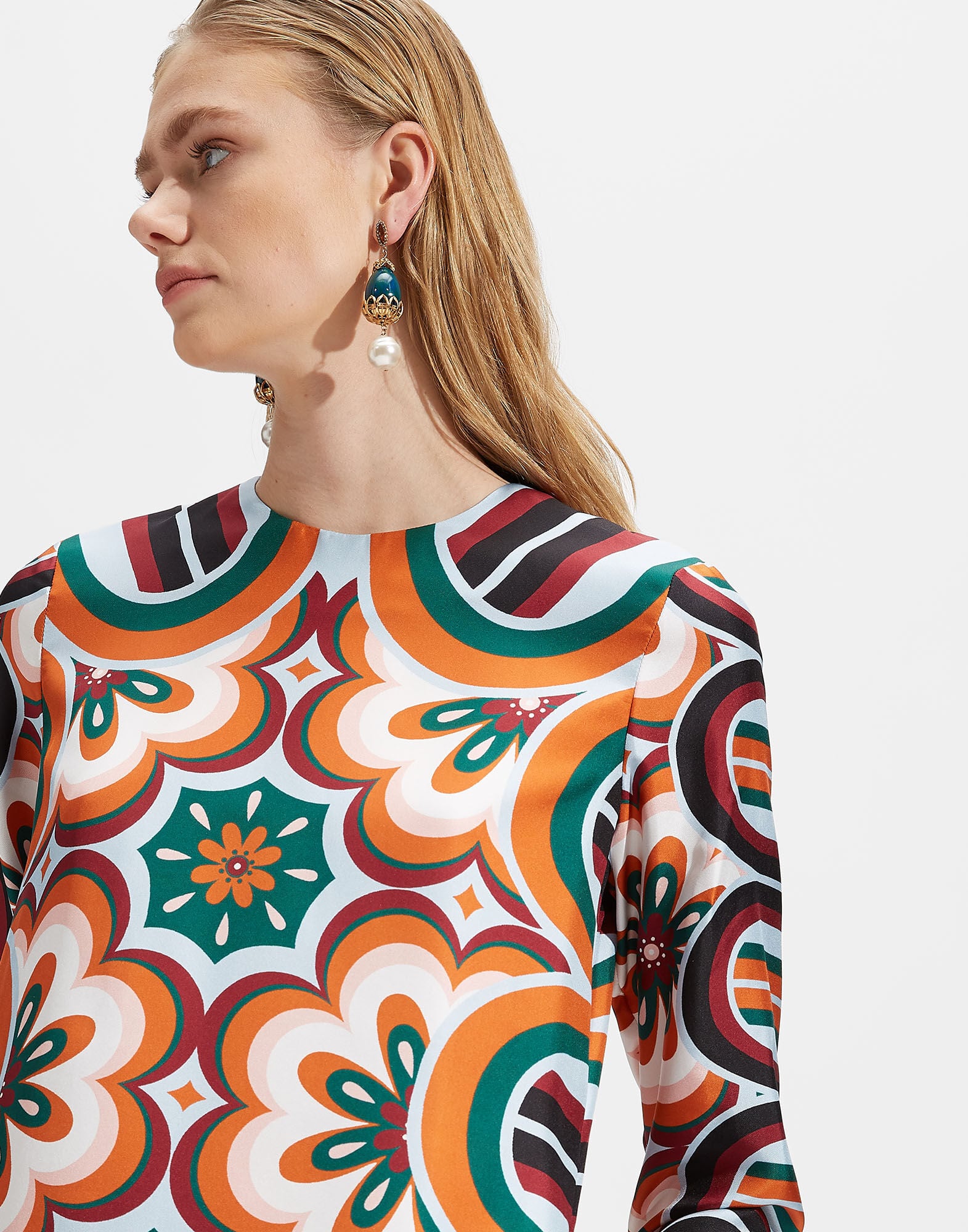 Long Sleeve Swing Dress La DoubleJ: Ciccio Arancio Long Sleeve Swing Dress LaDoubleJ: Ciccio Arancio DRE0231SIL006