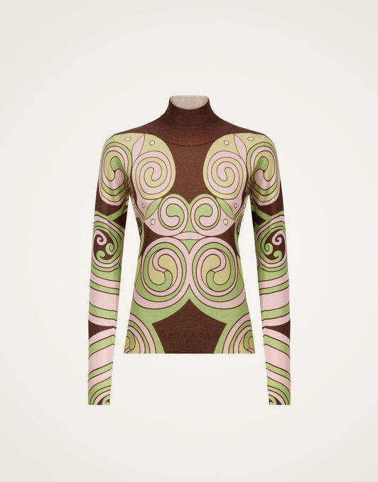 Silky Turtleneck La DoubleJ: Kells Swirl Placée Burgundy Silky Turtleneck La DoubleJ: Kells Swirl Placée Burgundy PUL0302KNI172