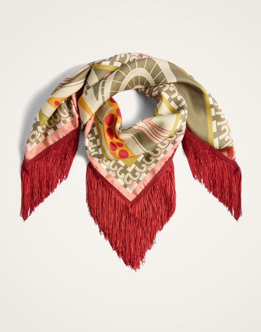 Reversible Fringe Foulard 90 La DoubleJ: Ambrosia Placée Green Reversible Fringe Foulard 90 La DoubleJ: Ambrosia Placée Green SCA0073SIL006