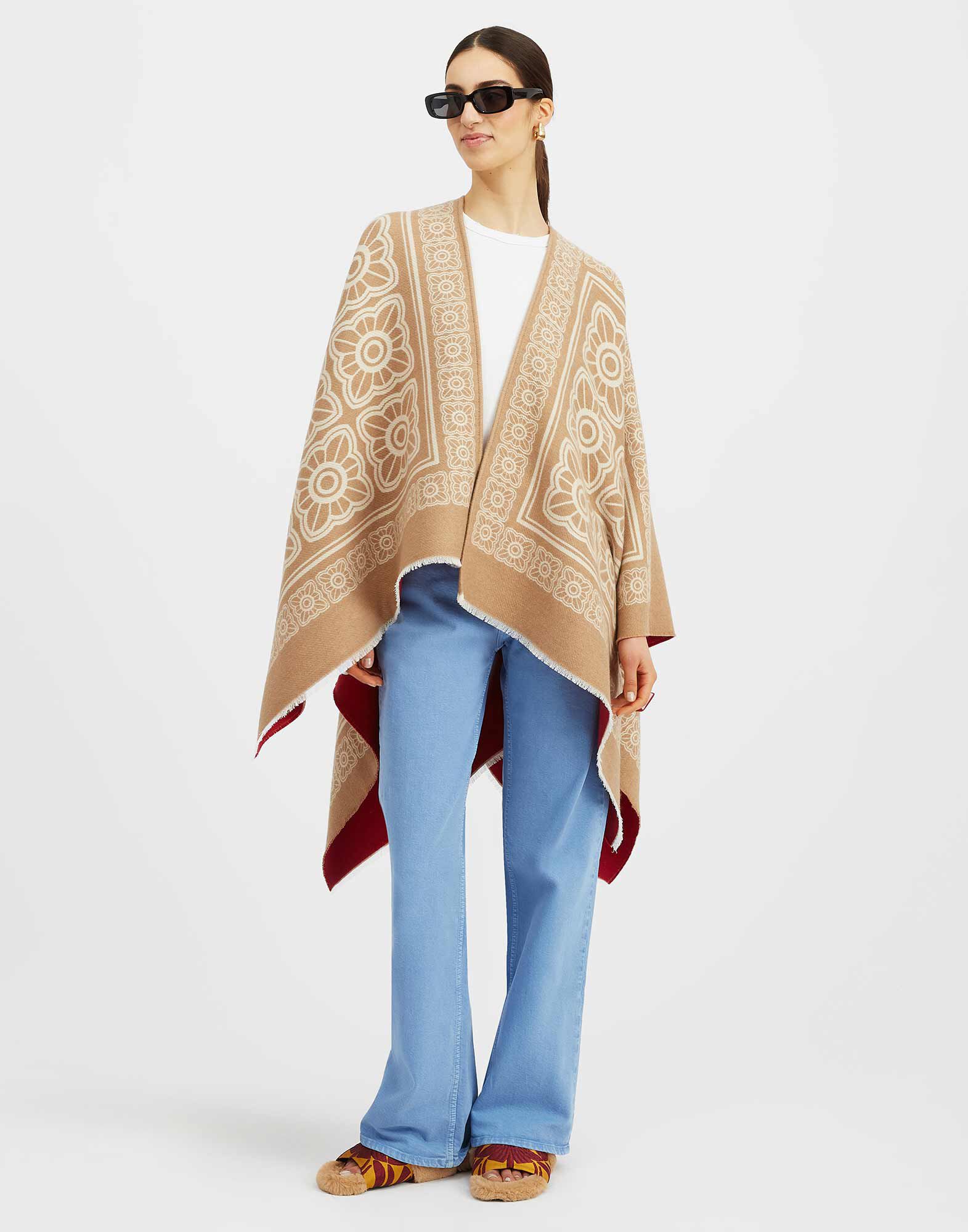 Poncho La DoubleJ: Mix Tiles Camel SCA0048WOL015