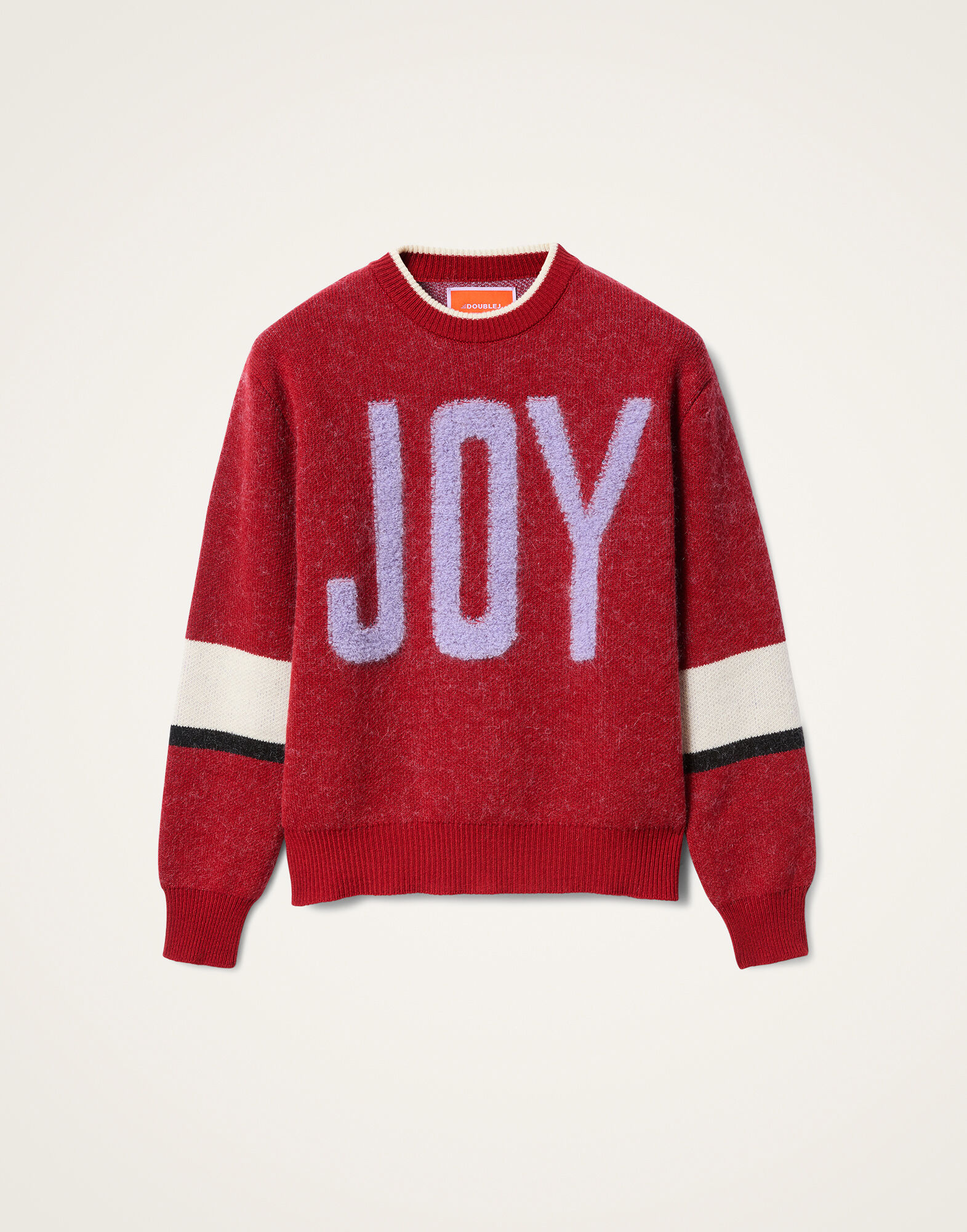 Joy Sweater La DoubleJ: Color Block Red & Lilac Joy Sweater La DoubleJ: Color Block Red & Lilac PUL0248KNI156